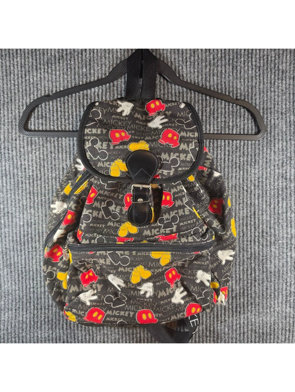 Disney Parks Mickey Mouse Backpack Walt Disney World Canvas Black Red Yellow